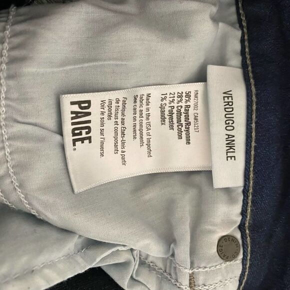 PAIGE Verdugo Ankle Mid Rise Skinny Jeans Bowie Wash Medium/Dark Wash Size 27 - Picture 6 of 7